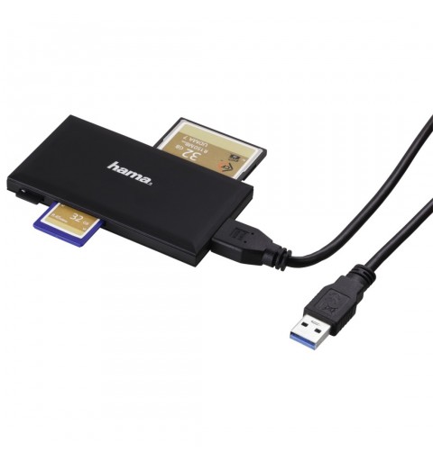 Hama Lettore USB 3.0 con cavo, CF1, MMS, MMS DUO, MMS PRO, MMS PRO DUO, micro SD, Micro SDXC, MMC, SD, SDHC, SDXC, UHS-1, nero,