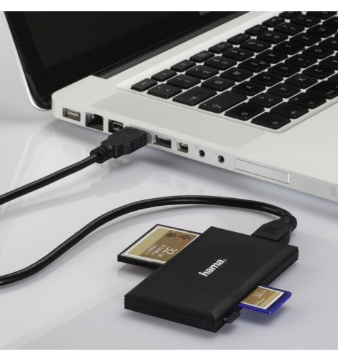 Hama Lettore USB 3.0 con cavo, CF1, MMS, MMS DUO, MMS PRO, MMS PRO DUO, micro SD, Micro SDXC, MMC, SD, SDHC, SDXC, UHS-1, nero,