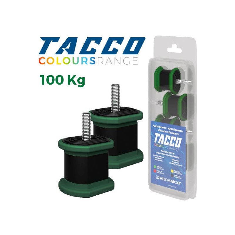 VECAM-CO 9898037 KIT 4pz Antivibranti 40X40mm Per Condizionatori 100KG Tacco Verde