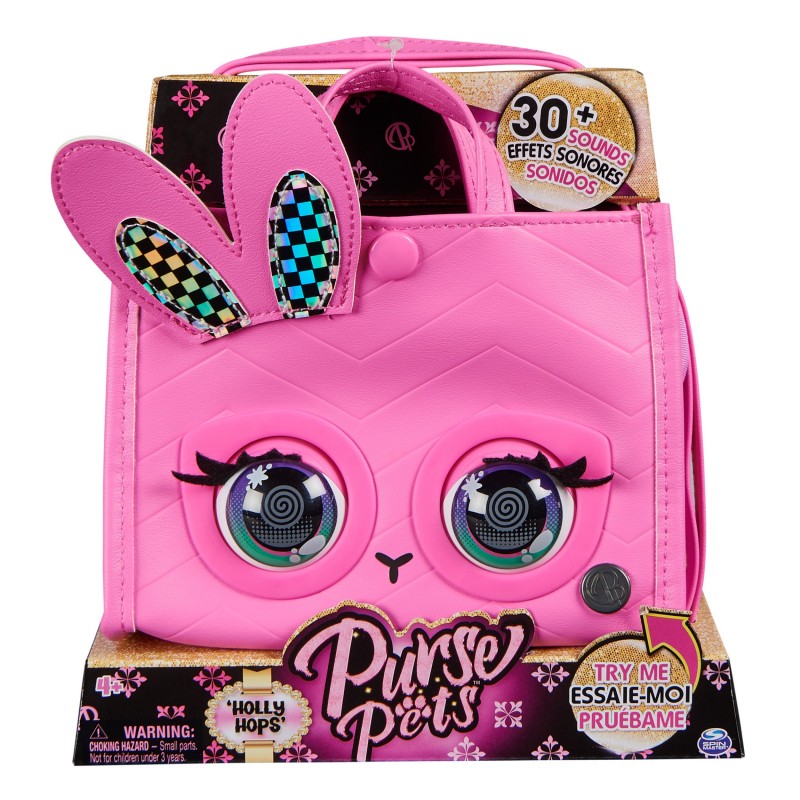 Purse Pets - BOLSO NIÑA MASCOTA INTERACTIVA - HOLLY HOPS BUNNY - Bolso Interactivo Niña Cachorro con más de 30 Sonidos y