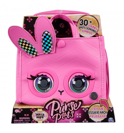 Purse Pets - BOLSO NIÑA MASCOTA INTERACTIVA - HOLLY HOPS BUNNY - Bolso Interactivo Niña Cachorro con más de 30 Sonidos y