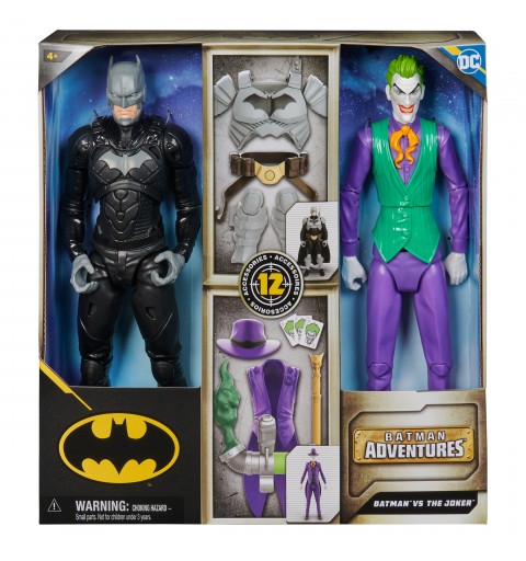 DC Comics , Batman Adventures, Batman vs The Joker Action Figures Set, 2 Figures, 12 Armor Accessories, 12-inch Super Hero Kids