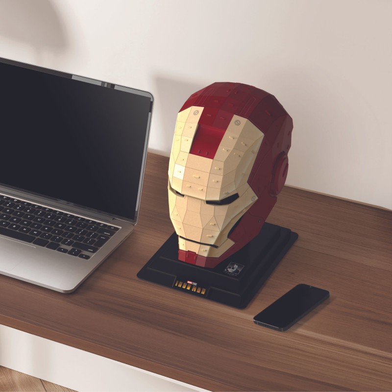 Spin Master 4D Build, kit de maqueta de rompecabezas en 3D de Iron Man de Marvel, 96 piezas | Casco de Iron Man para decoración