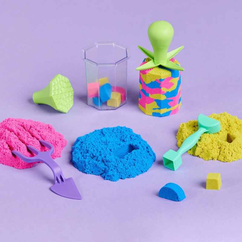 Kinetic Sand SABLE MAGIQUE - SQUISH N'CREATE 380 G + 5 MOULES - Créez Différentes Formes Hypnotisantes avec Ce Sable Magique Et