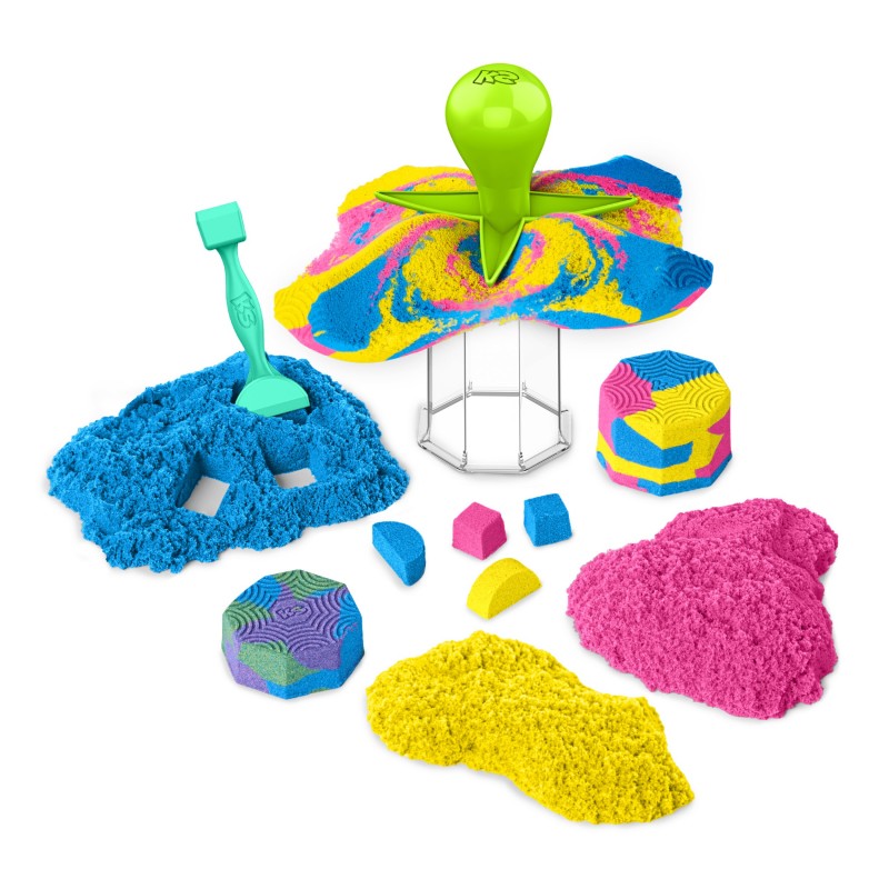 Kinetic Sand SABLE MAGIQUE - SQUISH N'CREATE 380 G + 5 MOULES - Créez Différentes Formes Hypnotisantes avec Ce Sable Magique Et