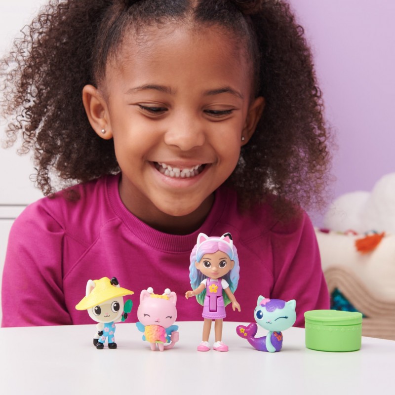 Gabby's Dollhouse , Gabby and Friends Figure Set with Rainbow Gabby Doll, 3 Toy Figures and Surprise Accessory Kids Toys for