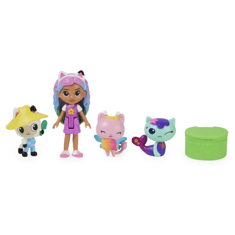 Gabby's Dollhouse , Gabby and Friends Figure Set with Rainbow Gabby Doll, 3 Toy Figures and Surprise Accessory Kids Toys for