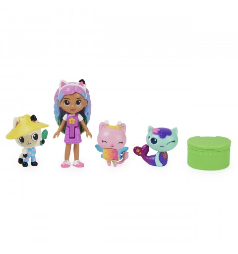 Gabby's Dollhouse , Set di personaggi Gabby e i suoi amici, con bambola di Gabby Arcobaleno, 3 personaggi giocattolo e un