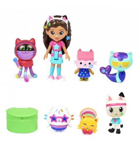 Gabby's Dollhouse , Coffret de figurines Édition Soirée dansante avec une poupée Gabby, 6 figurines chat et accessoires, jouets
