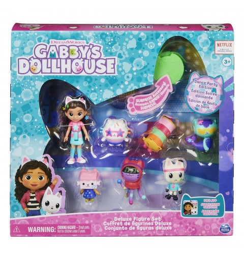 Gabby's Dollhouse , Coffret de figurines Édition Soirée dansante avec une poupée Gabby, 6 figurines chat et accessoires, jouets