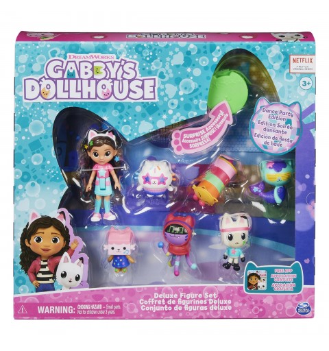 Gabby's Dollhouse , Conjunto de figuras Fiesta de baile con una muñeca Gabby, 6 figuras de gatos y accesorios para niños a