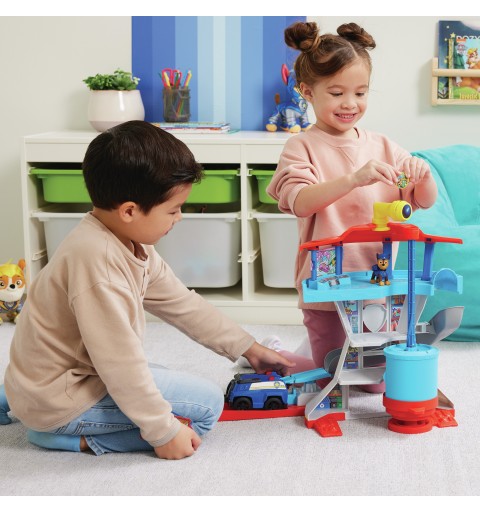 PAW Patrol Quartier Generale, Set di gioco Torre di Controllo, 2 Personaggi di Chase, auto della polizia di Chase e accessori,