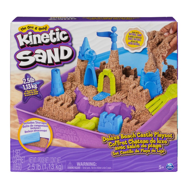 Kinetic Sand , coffret Château de luxe avec 1,13 kg de sable de plage, moules et outils, jouets sensoriels pour les enfants à