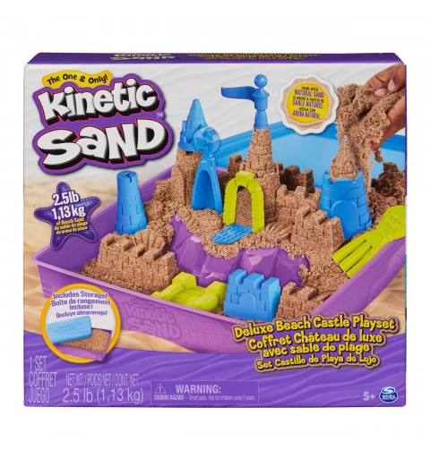 Kinetic Sand - ARENA MÁGICA - SET CASTILLO DE PLAYA DE LUJO - 1,13kg Arena cinética con Moldes y Herramientas - Juguetes