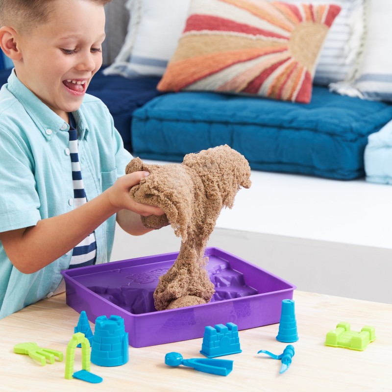 Kinetic Sand - ARENA MÁGICA - SET CASTILLO DE PLAYA DE LUJO - 1,13kg Arena cinética con Moldes y Herramientas - Juguetes