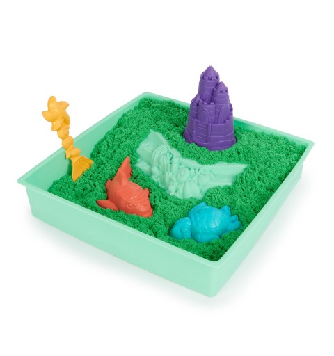 Kinetic Sand Sandbox Set, 1lb Blue Play Sand, Sandbox Storage, 4 Molds and Tools, Sensory Toys for Kids Ages 3+