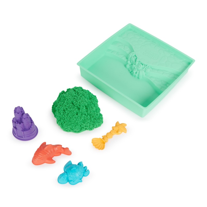 Kinetic Sand Sandbox Set, 1lb Blue Play Sand, Sandbox Storage, 4 Molds and Tools, Sensory Toys for Kids Ages 3+