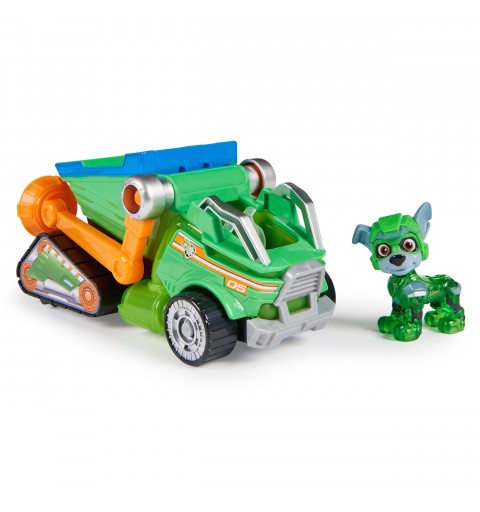 PAW Patrol Der Mighty Kinofilm, Superhelden-Basis-Fahrzeug von Rocky mit Welpenfigur, Mülltransporter mit Licht- und
