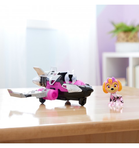 PAW Patrol Der Mighty Kinofilm, Superhelden-Basis-Fahrzeug von Skye mit Welpenfigur, Flugzeug mit Licht- und