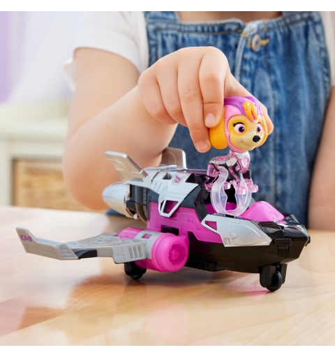 PAW Patrol Der Mighty Kinofilm, Superhelden-Basis-Fahrzeug von Skye mit Welpenfigur, Flugzeug mit Licht- und