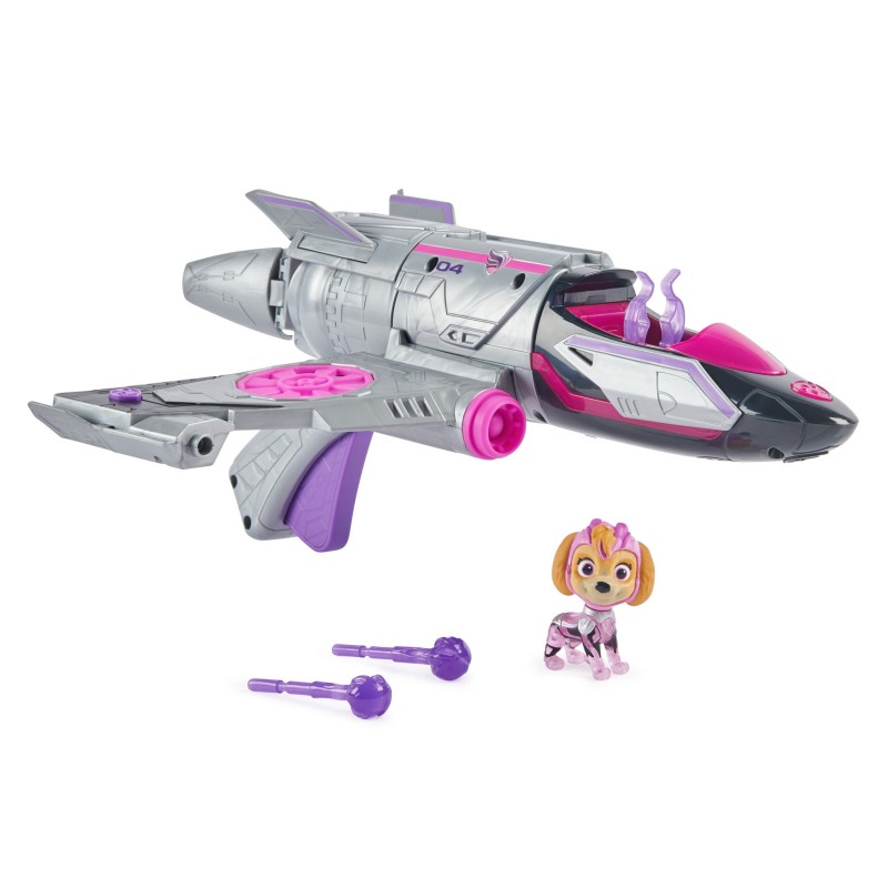 PAW Patrol The Mighty Movie, Transforming Rescue Jet with Skye Mighty Pups Action Figure, Lights and Sounds, Kids Toys for