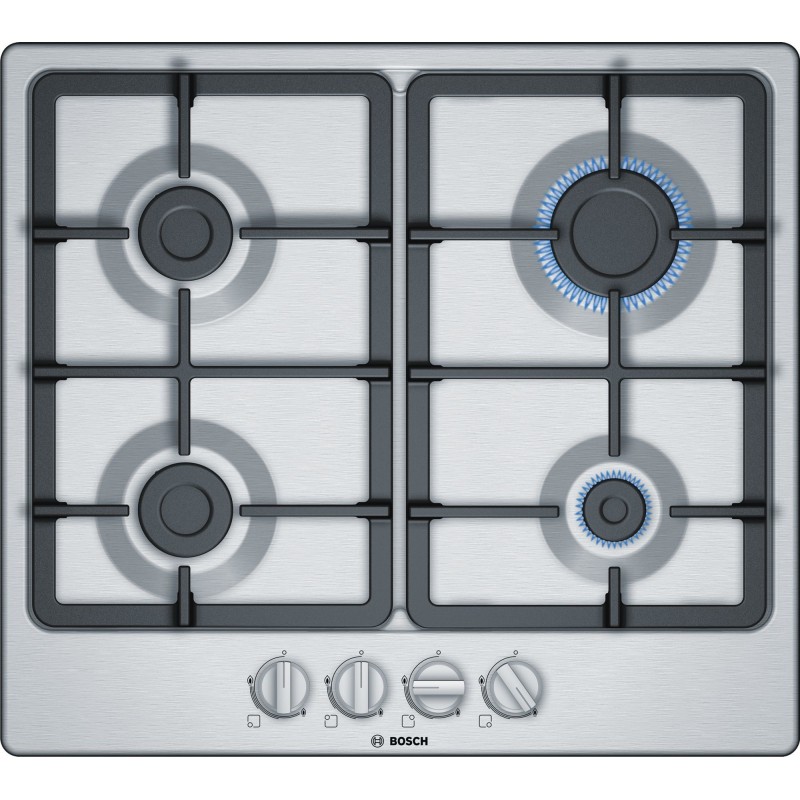 Bosch Serie 4 PGP6B5B90 Kochfeld Edelstahl Integriert 60 cm Gaskochfeld 4 Zone(n)