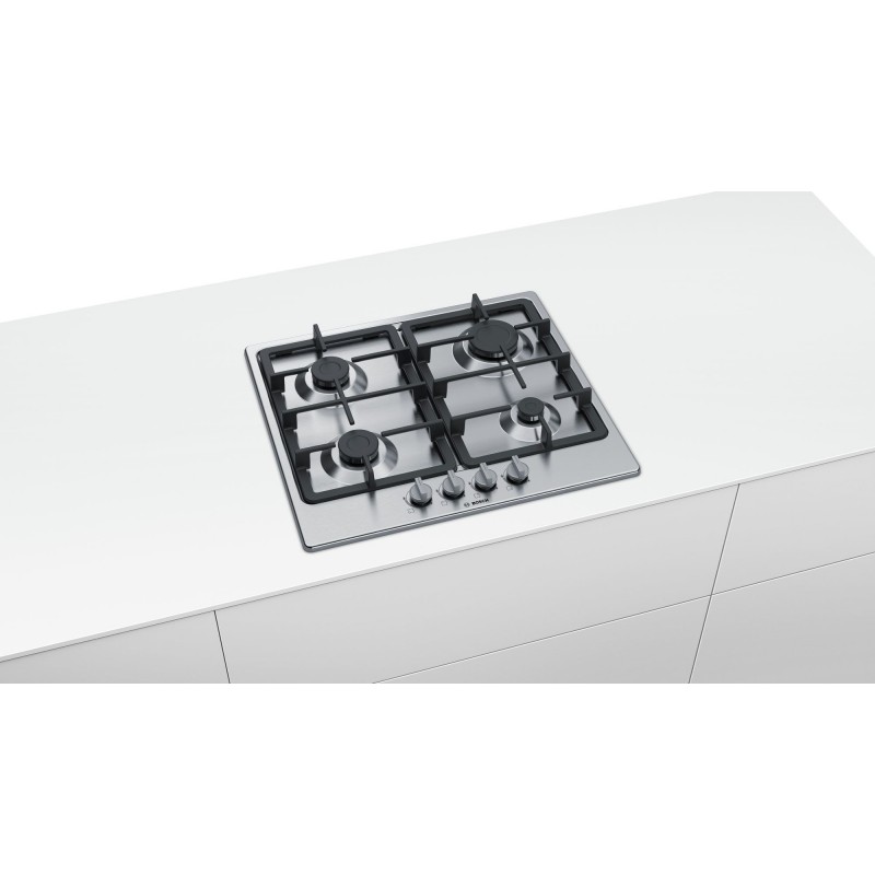 Bosch Serie 4 PGP6B5B90 Kochfeld Edelstahl Integriert 60 cm Gaskochfeld 4 Zone(n)