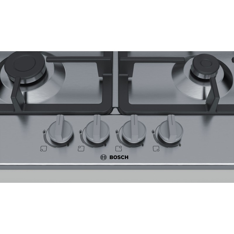 Bosch Serie 4 PGP6B5B90 hobs Acero inoxidable Integrado 60 cm Encimera de gas 4 zona(s)