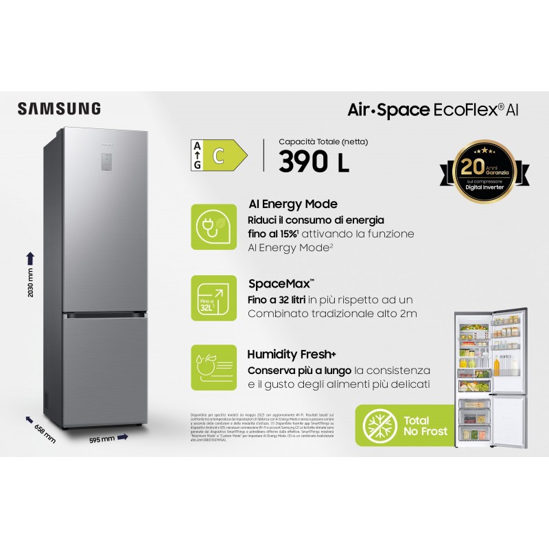 Samsung RB38C776CS9 EF réfrigérateur-congélateur Pose libre C Acier inoxydable
