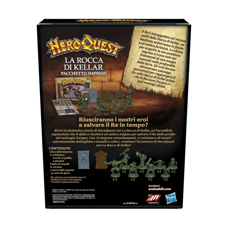 Avalon Hill , HeroQuest, La Rocca di Kellar, gioco da tavolo per adulti, 2-5 giocatori, per giocare è necessario il Sistema di