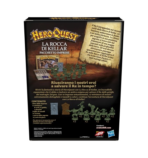 Avalon Hill , HeroQuest, La Rocca di Kellar, gioco da tavolo per adulti, 2-5 giocatori, per giocare è necessario il Sistema di