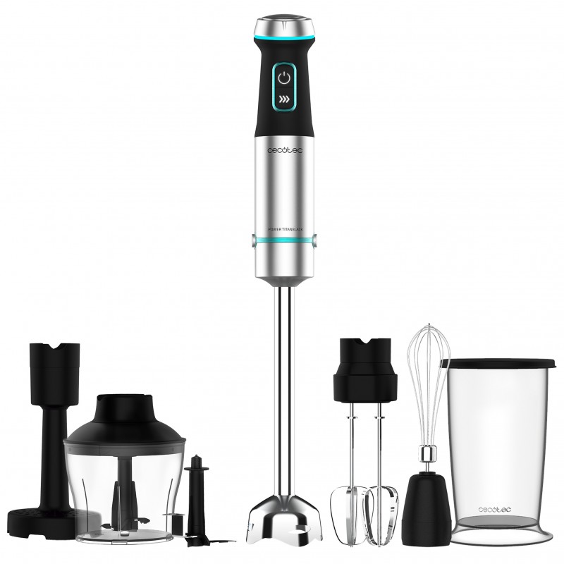 Cecotec Power TitanBlack 1200 XL PerfectCream&Crush Mélangeur par immersion 1200 W Noir, Vert, Acier inoxydable
