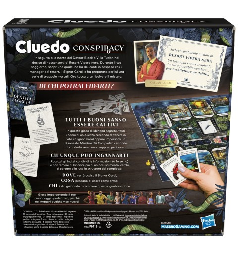 Cluedo Conspiracy, gioco da tavolo per adulti e ragazzi, dai 14 anni in su, gioco di strategia con identità segrete, per 4-10