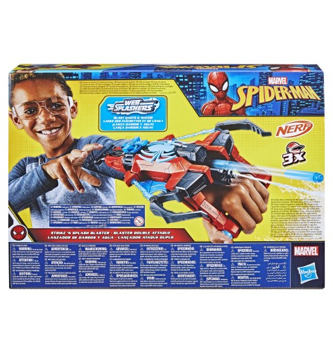 Nerf Marvel Spider-Man Marvel, blaster Strike 'N Splash di Spider-Man, giocattoli di supereroi, soaker di Spider-Man