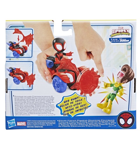 Marvel Spidey e I Suoi Fantastici Amici, set Techno Racer di Miles Morales Spider-Man, action figure con veicolo e accessorio,