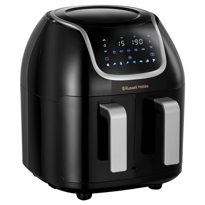 Russell Hobbs SatisFry Air Dual Basket Doble 8,5 L Independiente 1800 W Freidora de aire caliente Negro, Acero inoxidable
