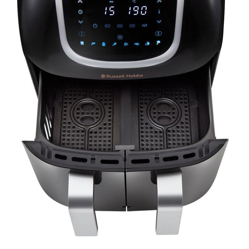 Russell Hobbs SatisFry Air Dual Basket Doble 8,5 L Independiente 1800 W Freidora de aire caliente Negro, Acero inoxidable