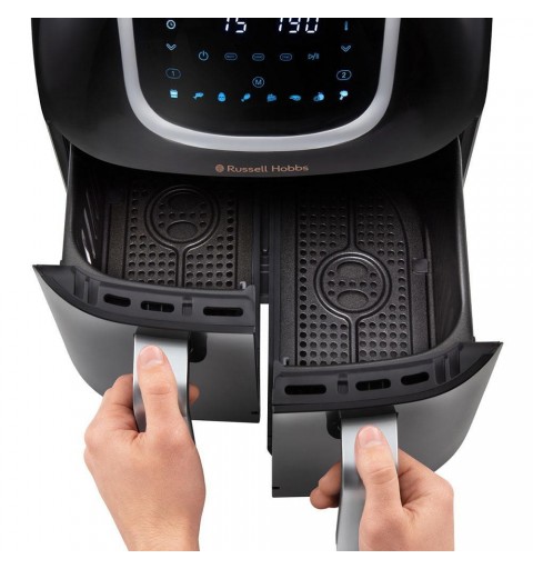 Russell Hobbs SatisFry Air Dual Basket Doble 8,5 L Independiente 1800 W Freidora de aire caliente Negro, Acero inoxidable