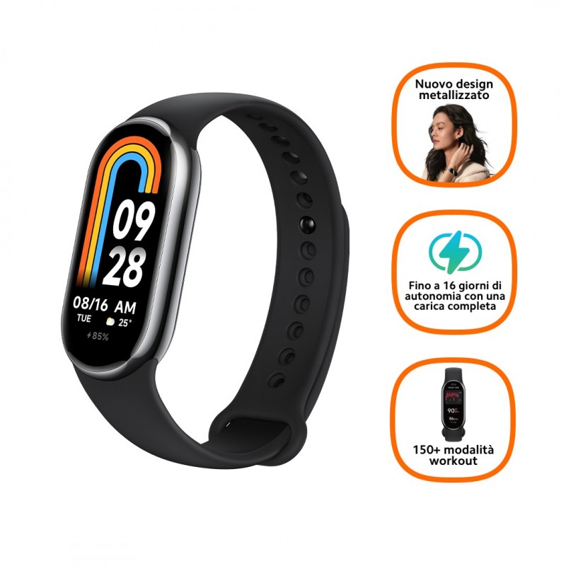 Xiaomi Smart Band 8 AMOLED Clip-on Armband-Aktivitäts-Tracker 4,11 cm (1.62") Schwarz, Graphit