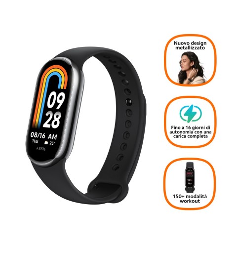 Xiaomi Smart Band 8 AMOLED Clip-on Wristband activity tracker 4.11 cm (1.62") Black, Graphite