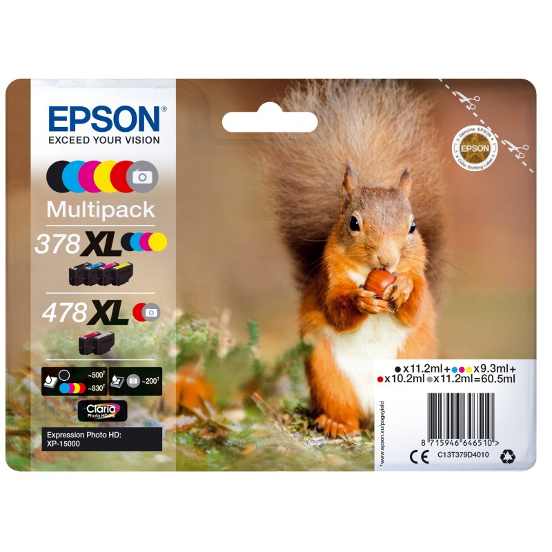 Epson Squirrel Multipack 6-colours 378XL 478XL Claria Photo HD Ink