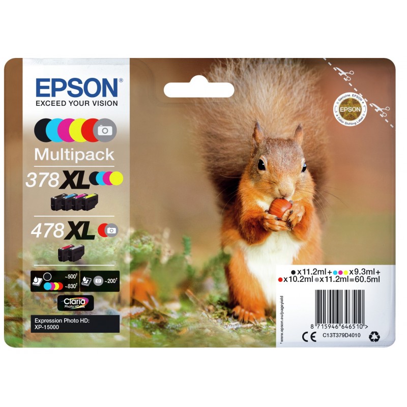 Epson Squirrel Multipack 6-colours 378XL 478XL Claria Photo HD Ink