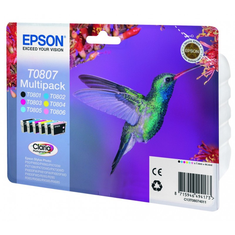 Epson Hummingbird Multipack T0807 6 colores