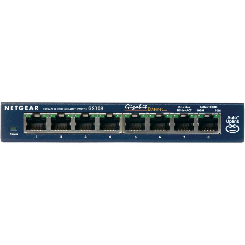 NETGEAR GS108GE commutateur réseau Non-géré Gigabit Ethernet (10 100 1000) Bleu