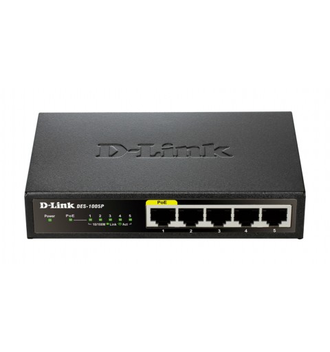 D-Link DES-1005P E switch di rete Non gestito L2 Fast Ethernet (10 100) Supporto Power over Ethernet (PoE) Nero