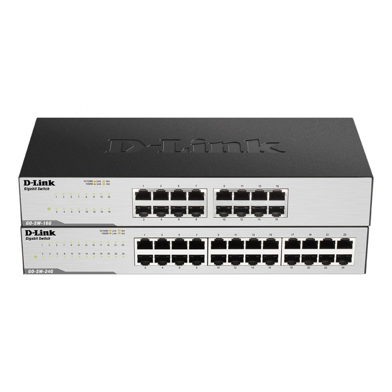 D-Link GO-SW-24G Unmanaged L2 Gigabit Ethernet (10 100 1000) 1U Schwarz