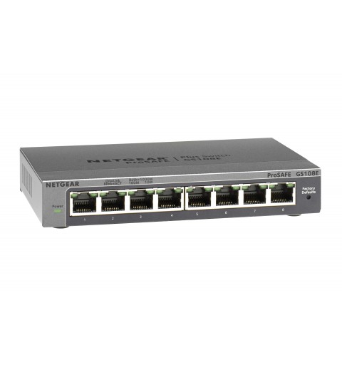 NETGEAR GS108E Switch 8 Port Gigabit Ethernet LAN Switch Plus (Managed Netzwerk Switch mit IGMP, QoS, VLAN, lüfterloses