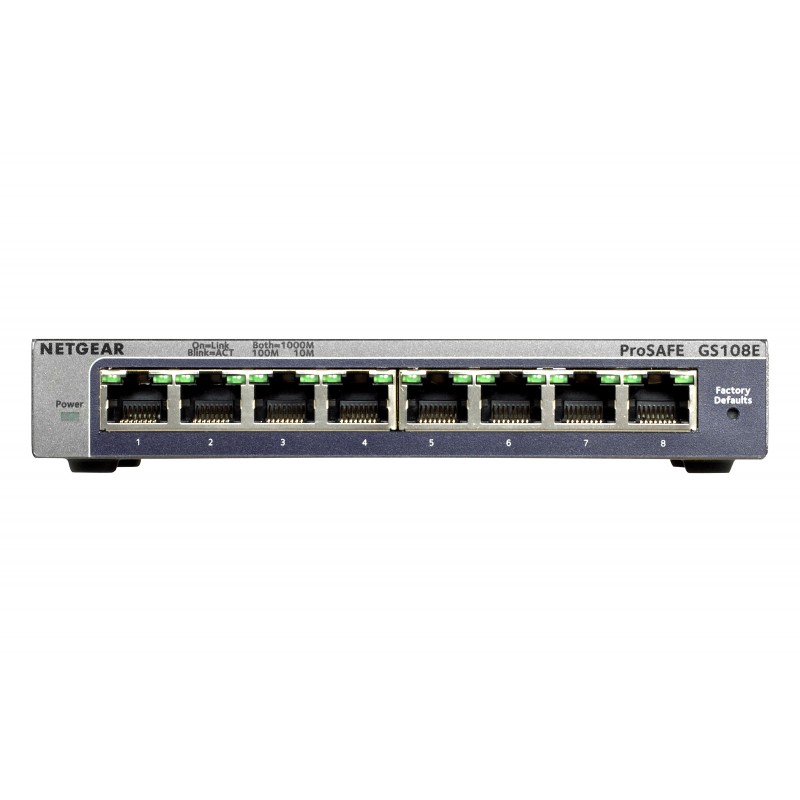 NETGEAR GS108E Switch 8 Port Gigabit Ethernet LAN Switch Plus (Managed Netzwerk Switch mit IGMP, QoS, VLAN, lüfterloses
