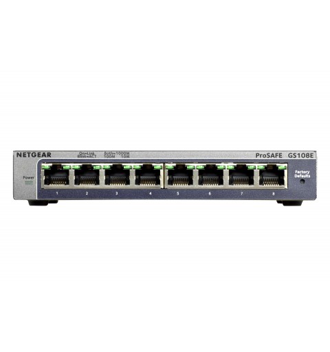 NETGEAR GS108E Switch 8 Port Gigabit Ethernet LAN Switch Plus (Managed Netzwerk Switch mit IGMP, QoS, VLAN, lüfterloses
