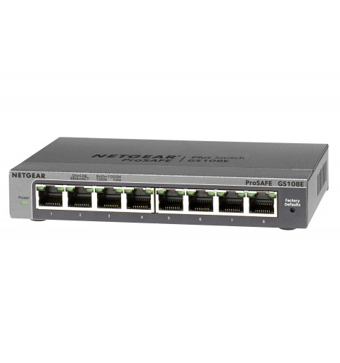 NETGEAR GS108E Switch 8 Port Gigabit Ethernet LAN Switch Plus (Managed Netzwerk Switch mit IGMP, QoS, VLAN, lüfterloses